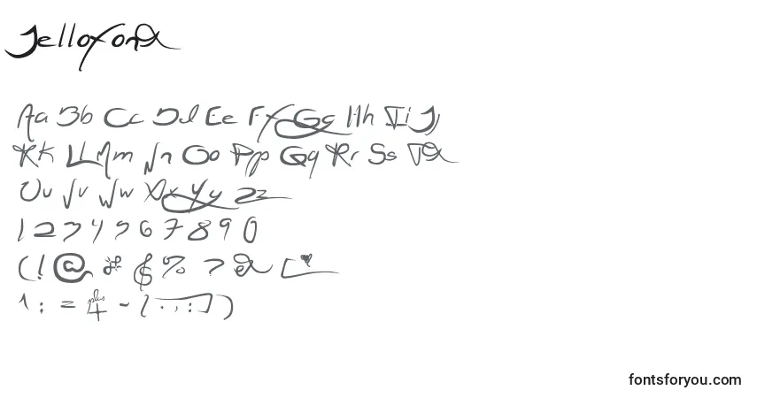 Schriftart Jellofont – Alphabet, Zahlen, spezielle Symbole