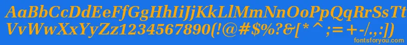 フォントZapfelliptical711cbtBolditalic – オレンジ色の文字が青い背景にあります。