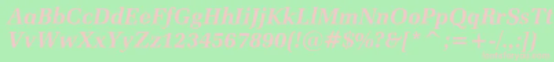 フォントZapfelliptical711cbtBolditalic – 緑の背景にピンクのフォント