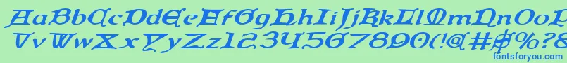 QueenCountryExpandedItalic Font – Blue Fonts on Green Background