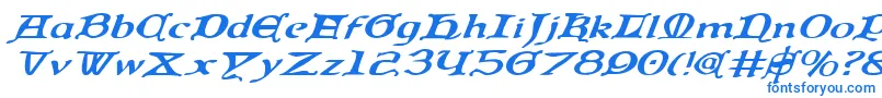 QueenCountryExpandedItalic-Schriftart – Blaue Schriften