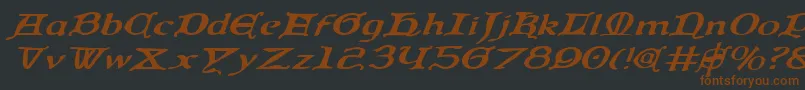 QueenCountryExpandedItalic-Schriftart – Braune Schriften auf schwarzem Hintergrund