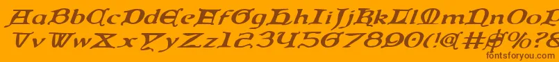 QueenCountryExpandedItalic Font – Brown Fonts on Orange Background