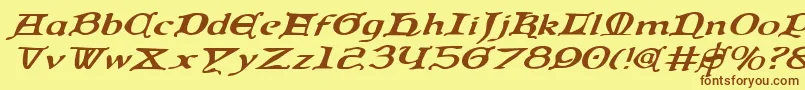 QueenCountryExpandedItalic Font – Brown Fonts on Yellow Background