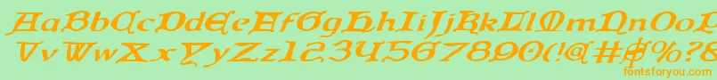 QueenCountryExpandedItalic Font – Orange Fonts on Green Background