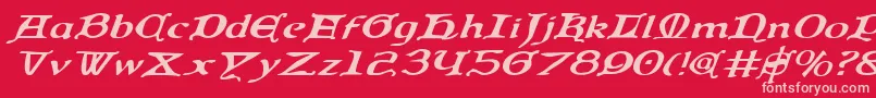 QueenCountryExpandedItalic Font – Pink Fonts on Red Background