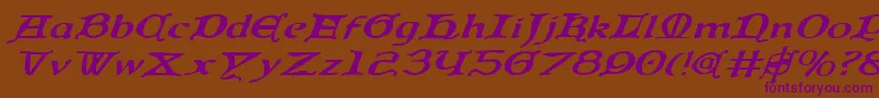 QueenCountryExpandedItalic Font – Purple Fonts on Brown Background