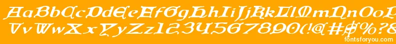 QueenCountryExpandedItalic Font – White Fonts on Orange Background