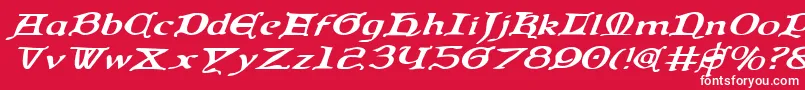 QueenCountryExpandedItalic Font – White Fonts on Red Background