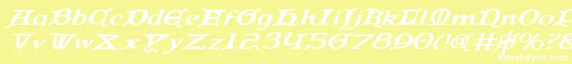 Шрифт QueenCountryExpandedItalic – белые шрифты на жёлтом фоне
