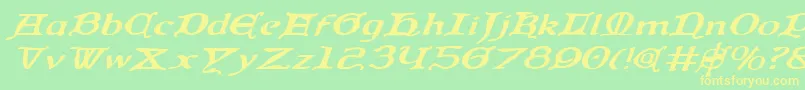 QueenCountryExpandedItalic Font – Yellow Fonts on Green Background