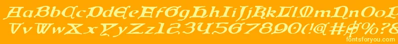 QueenCountryExpandedItalic Font – Yellow Fonts on Orange Background