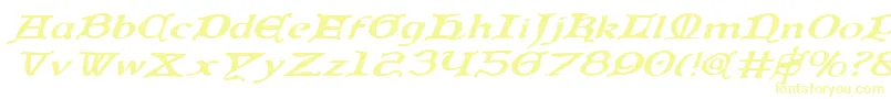 QueenCountryExpandedItalic Font – Yellow Fonts on White Background