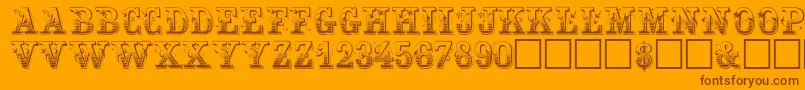 Fonte FestivacapssskRegular – fontes marrons em um fundo laranja