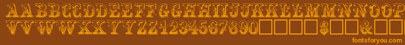 FestivacapssskRegular-Schriftart – Orangefarbene Schriften auf braunem Hintergrund