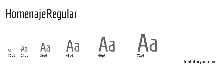 HomenajeRegular Font Sizes