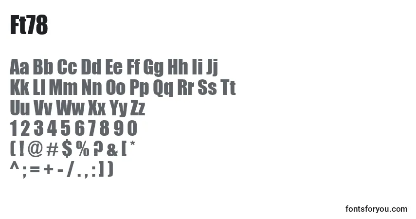 Ft78フォント–アルファベット、数字、特殊文字