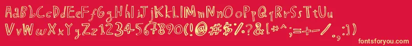フォントHapoleBmess – 黄色の文字、赤い背景