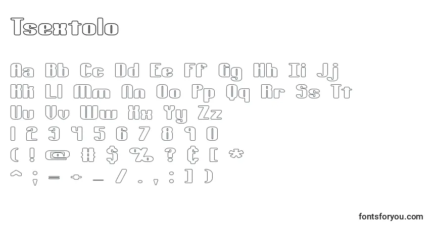 Schriftart Tsextolo – Alphabet, Zahlen, spezielle Symbole
