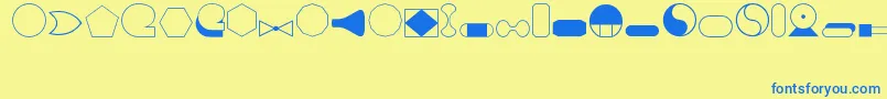 フォントShapes1Regular – 青い文字が黄色の背景にあります。