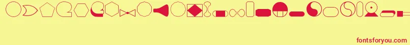 Shapes1Regular Font – Red Fonts on Yellow Background