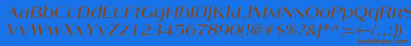 フォントAngelicacItalic – 茶色の文字が青い背景にあります。