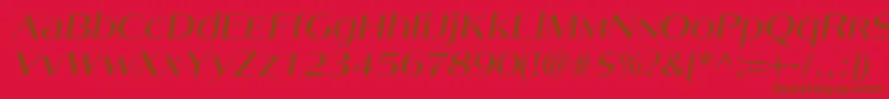 Fonte AngelicacItalic – fontes marrons em um fundo vermelho