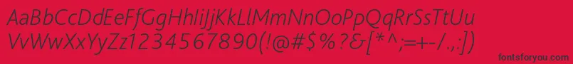 フォントBlissproExtralightitalic – 赤い背景に黒い文字