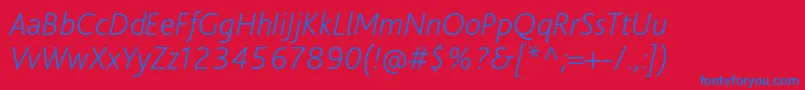 BlissproExtralightitalic Font – Blue Fonts on Red Background