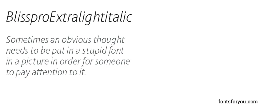 BlissproExtralightitalic フォントのレビュー