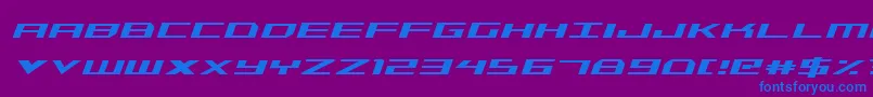 TriremeCondensedItalic-Schriftart – Blaue Schriften auf violettem Hintergrund