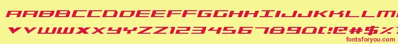TriremeCondensedItalic-Schriftart – Rote Schriften auf gelbem Hintergrund