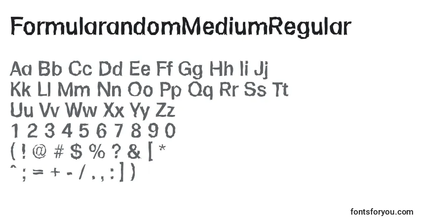 A fonte FormularandomMediumRegular – alfabeto, números, caracteres especiais
