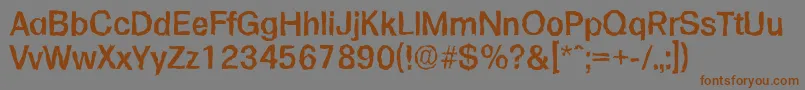 FormularandomMediumRegularフォントについての詳細 フォントFormularandomMediumRegular – 茶色の文字が灰色の背景にあります。