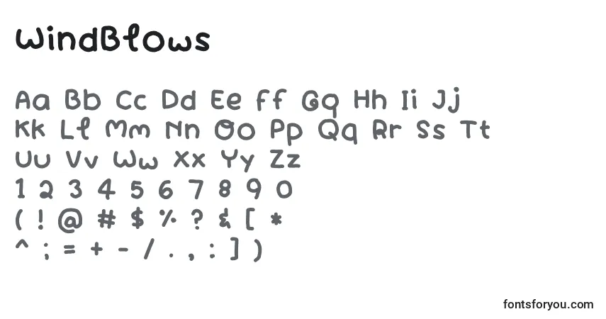 Schriftart WindBlows – Alphabet, Zahlen, spezielle Symbole