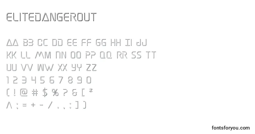 characters of elitedangerout font, letter of elitedangerout font, alphabet of  elitedangerout font