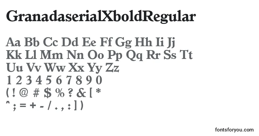 A fonte GranadaserialXboldRegular – alfabeto, números, caracteres especiais