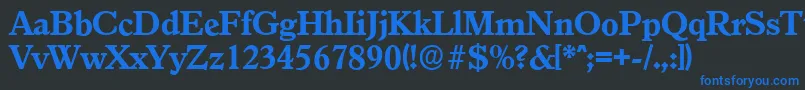 GranadaserialXboldRegular-fontti – siniset fontit mustalla taustalla