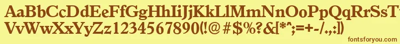 フォントGranadaserialXboldRegular – 茶色の文字が黄色の背景にあります。