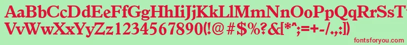 GranadaserialXboldRegular-fontti – punaiset fontit vihreällä taustalla