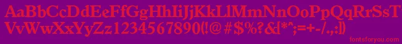 GranadaserialXboldRegular-fontti – punaiset fontit violetilla taustalla