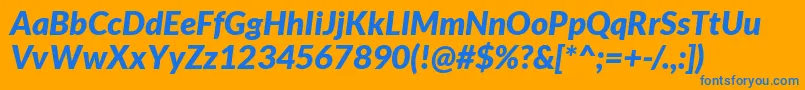 Lato-Schriftart – Blaue Schriften auf orangefarbenem Hintergrund