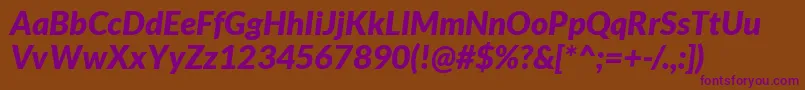 Lato-Schriftart – Violette Schriften auf braunem Hintergrund