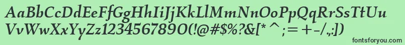 フォントKallosItcMediumItalic – 緑の背景に黒い文字