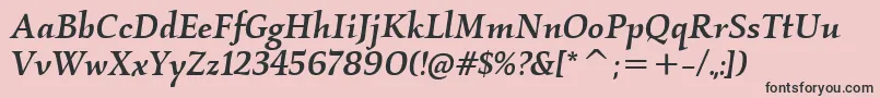 フォントKallosItcMediumItalic – ピンクの背景に黒い文字