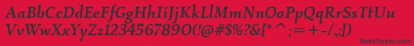 Fonte KallosItcMediumItalic – fontes pretas em um fundo vermelho