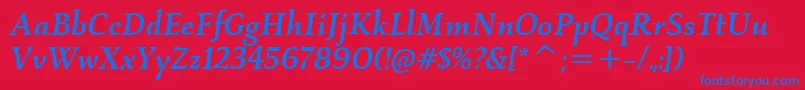 KallosItcMediumItalic Font – Blue Fonts on Red Background