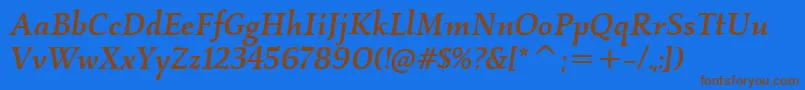 KallosItcMediumItalic-fontti – ruskeat fontit sinisellä taustalla