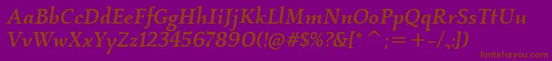 Czcionka KallosItcMediumItalic – brązowe czcionki na fioletowym tle
