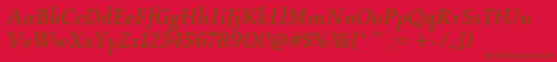 KallosItcMediumItalic-fontti – ruskeat fontit punaisella taustalla